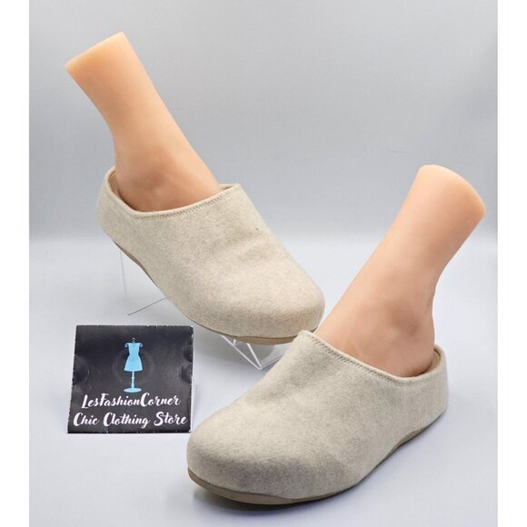FitFlop Women's Beige  Wool Felt Shuv Clogs Beige Slip-On Mules Size 9 2693 - Picture 13 of 16